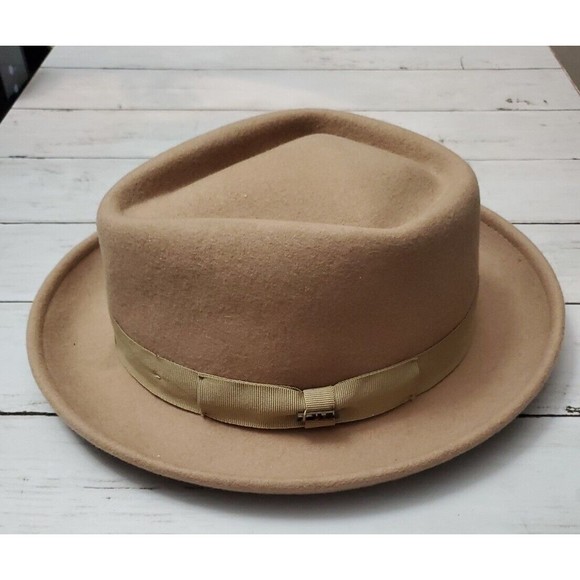 SCALA Classico 100% Wool Tan Fedora Hat Village Dorfman Pacific Men's Small - Picture 2 of 12